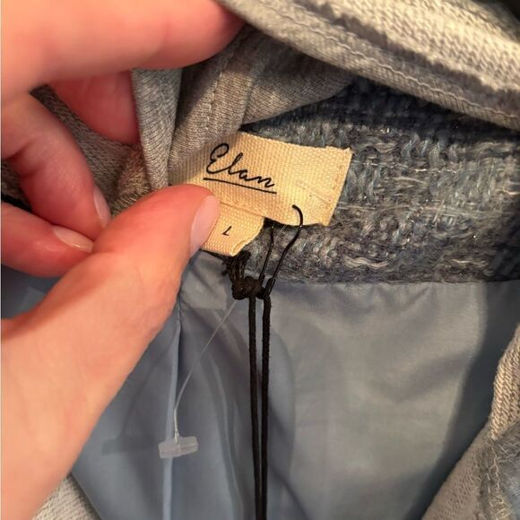 Elan Blue Plaid Long-Sleeve Layered Blazer Hoodie - Picture 5 of 8